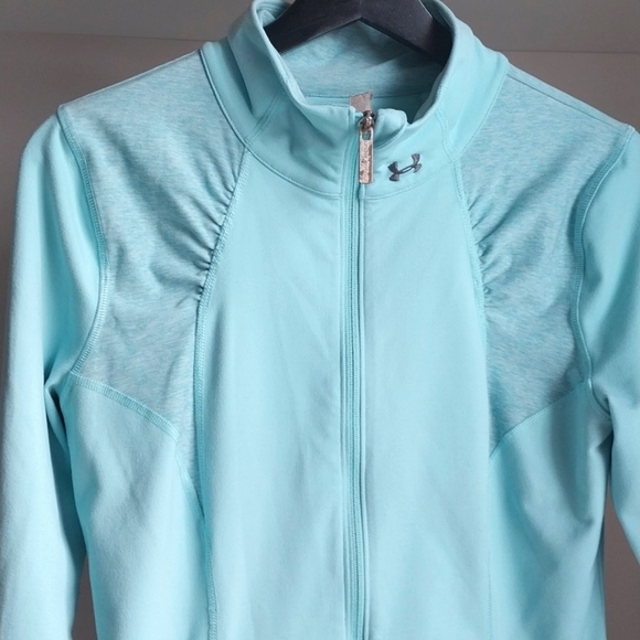 Under Amour Jacket Womens Medium Blue Green Full Zip Long Sleeve Outdoors - Picture 4 of 7